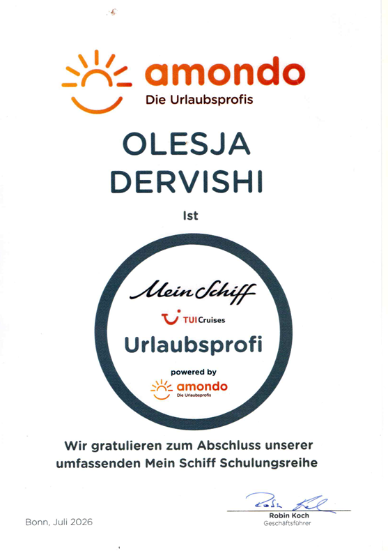 Urlaubsprofi – Mein Sehiff TUI Cruises, powered by Amondo
